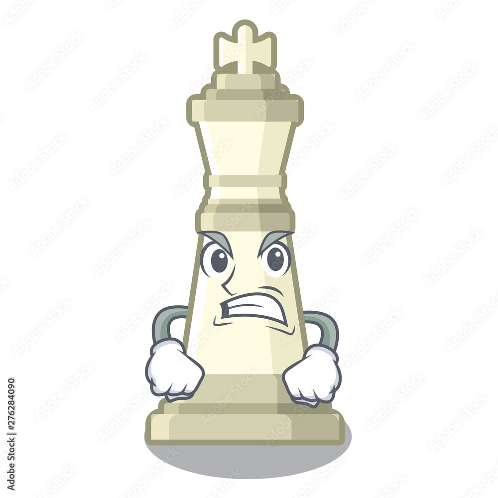 Poster Angry king chess above wooden cartoon table