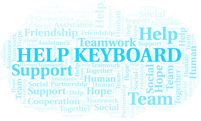 Obraz premium Help Keyboard word cloud. Vector made with text only.