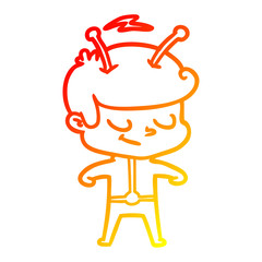warm gradient line drawing friendly cartoon spaceman