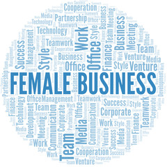 Obraz premium Female Business word cloud. Collage made with text only.