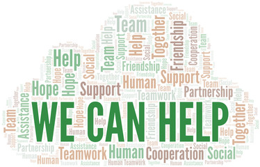 Obraz premium We Can Help word cloud. Vector made with text only.