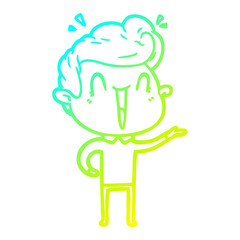 cold gradient line drawing cartoon excited man