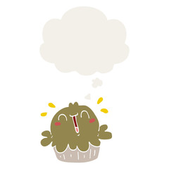 cute cartoon pie and thought bubble in retro style