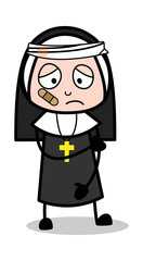 Injured Lady - Cartoon Nun Lady Vector Illustration