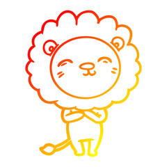 warm gradient line drawing cartoon lion
