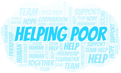 Obraz premium Helping Poor word cloud. Vector made with text only.