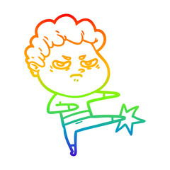 rainbow gradient line drawing cartoon angry man