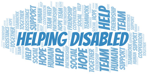 Fototapeta premium Helping Disabled word cloud. Vector made with text only.