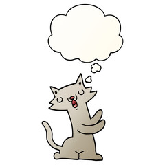 cartoon cat and thought bubble in smooth gradient style