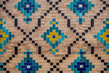 Colorful oriental geometric traditional iranian and Persian pattern inside the mosque