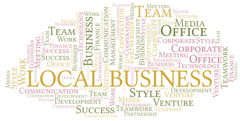 Fototapeta premium Local Business word cloud. Collage made with text only.