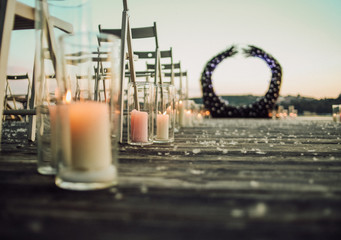 wedding ceremony evening promenade decoration candles arch