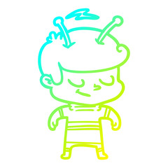 cold gradient line drawing friendly cartoon spaceman