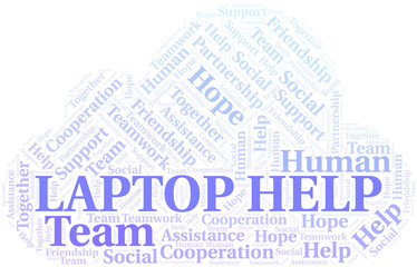 Obraz premium Laptop Help word cloud. Vector made with text only.