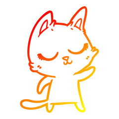 warm gradient line drawing calm cartoon cat