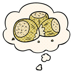 cartoon hazelnuts and thought bubble in comic book style