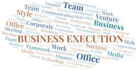 Fototapeta premium Business Execution word cloud. Collage made with text only.