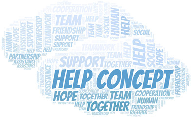 Obraz premium Help Concept word cloud. Vector made with text only.