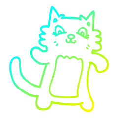 cold gradient line drawing cartoon dancing cat