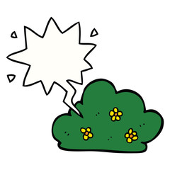 cartoon hedge and speech bubble