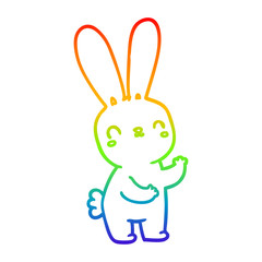 rainbow gradient line drawing cute cartoon rabbit