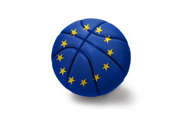 basketball ball with the national flag of european union on the white background