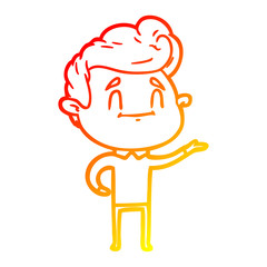warm gradient line drawing happy cartoon man