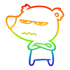 rainbow gradient line drawing angry bear cartoon