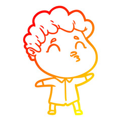 warm gradient line drawing cartoon man pouting