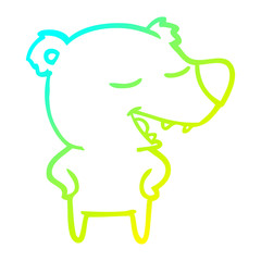 cold gradient line drawing cartoon bear
