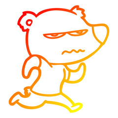 warm gradient line drawing angry bear polar cartoon