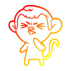 warm gradient line drawing cartoon angry monkey