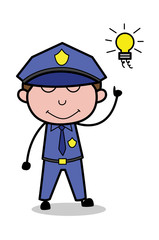 Presenting a Idea - Retro Cop Policeman Vector Illustration