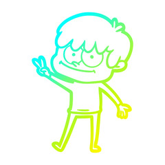 cold gradient line drawing happy cartoon man