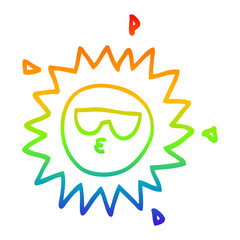 rainbow gradient line drawing cartoon sun