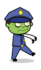 Zombie Officer - Retro Cop Policeman Vector Illustration