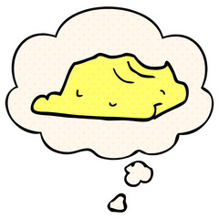 cartoon butter and thought bubble in comic book style
