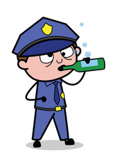 Drunk Officer - Retro Cop Policeman Vector Illustration