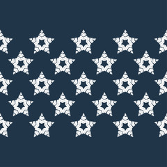 Stars. Ethnic boho seamless pattern. Lace. Embroidery on fabric. Patchwork texture. Weaving. Traditional ornament. Tribal pattern. Folk motif. Can be used for wallpaper, textile, wrapping, web.