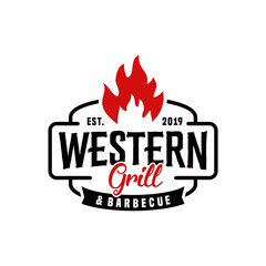 Vintage Grill Barbeque Logo Design Vector Inspiration For Restaurant