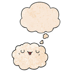 cartoon cloud and thought bubble in grunge texture pattern style