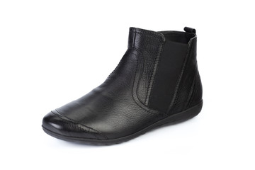 Black leather formal male shoes isolated on white background