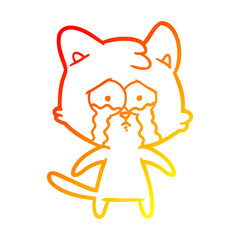 warm gradient line drawing cartoon cat