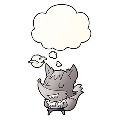 cartoon werewolf and thought bubble in smooth gradient style