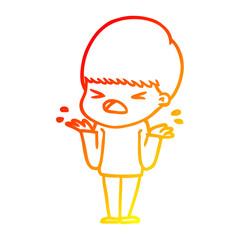 warm gradient line drawing cartoon stressed man