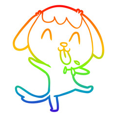 rainbow gradient line drawing cute cartoon dog