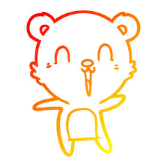 warm gradient line drawing happy cartoon polar bear