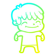 cold gradient line drawing happy cartoon boy