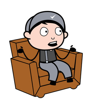 recommend clip art: Neglecting - Retro Repairman Cartoon Worker Vector Illustration