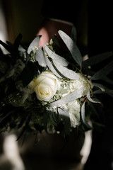 Bridal bouquet of flowers of the bride close up